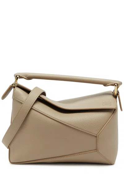 Loewe Puzzle Edge Small Leather Top Handle Bag In Neutral