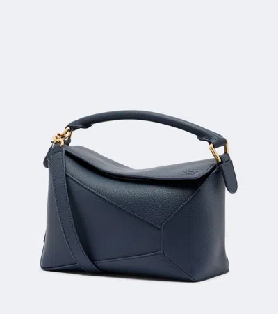 Loewe Puzzle Edge Small Leather Top-handle Bag In Blue