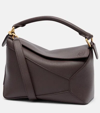 Loewe Puzzle Edge Small Leather Top-handle Bag In Brown