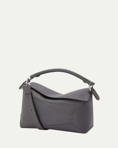 Loewe Puzzle Edge Small Shoulder Bag In Calfskin Leather In Gray