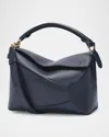 Loewe Puzzle Edge Small Shoulder Bag In Leather In Deep Navy