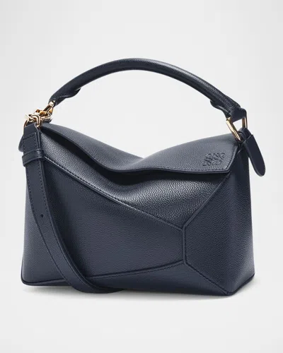 Loewe Puzzle Edge Small Shoulder Bag In Leather In Deep Navy
