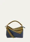 Loewe Puzzle Edge Small Top-handle Bag In Bicolor Leather In 6785 Oliveabyss B