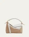 Loewe Puzzle Edge Small Top-handle Bag In Bicolor Leather In Soft White/paper Craft