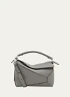 Loewe Puzzle Edge Small Top-handle Bag In Soft Grained Leather In Pearl Grey