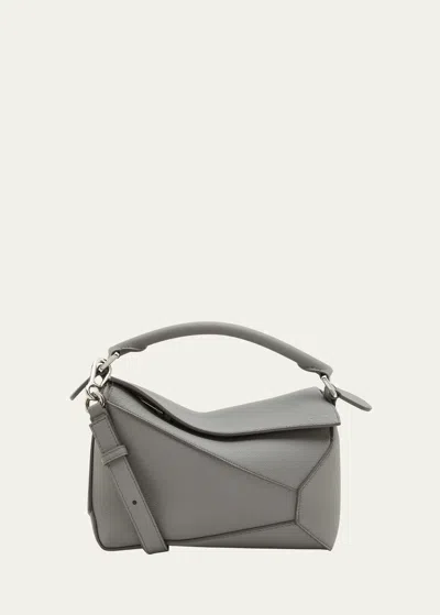 Loewe Puzzle Edge Small Top-handle Bag In Soft Grained Leather In Pearl Grey
