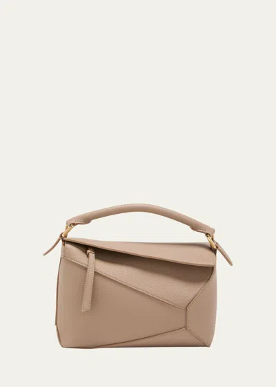 Loewe Puzzle Edge Small Top-handle Bag In Soft Grained Leather In Sand
