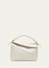 Loewe Small Puzzle Edge Leather Shoulder Bag In Soft White
