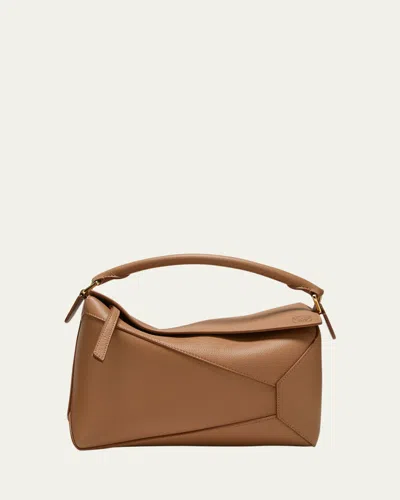 Loewe Puzzle Edge Top-handle Bag In Soft Grained Leather In Neutral