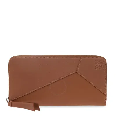 Loewe Puzzle Edge Zip Wallet In Brown