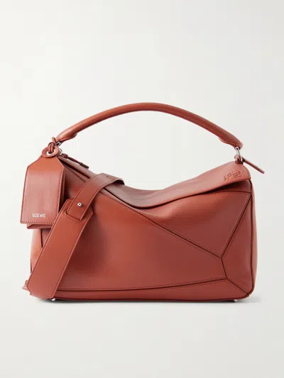 Loewe Large Featherlight Puzzle Bag In Nappa Lambskin For Man In Brown
