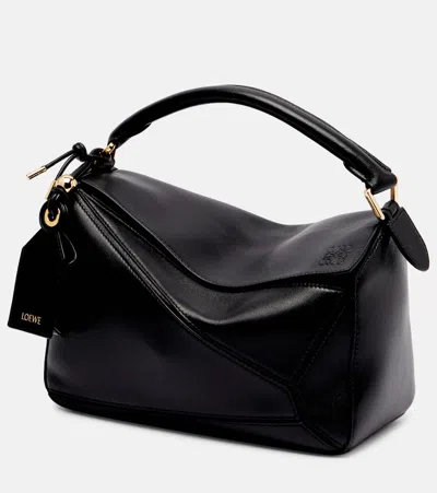 Loewe Puzzle Small Leather Tote Bag In Black