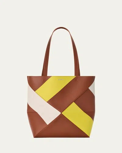 Loewe Puzzle Fold Geometric Colorblock Leather Tote Bag