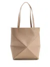 Loewe Puzzle Fold Tote Bag In Polished Calfskin In Pattern