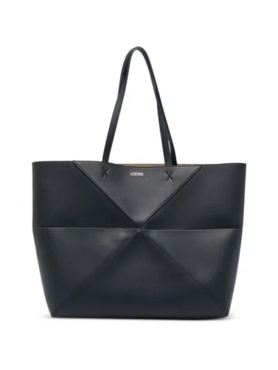 Loewe Puzzle Fold Large Leather Tote In Blue