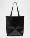 Loewe Puzzle Fold Large Patent Python-embossed Tote Bag In Black