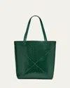 Loewe Puzzle Fold Large Patent Python-embossed Tote Bag In Emerald Green