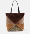 Loewe Puzzle Fold Large Sheep Shearling Fur Tote Bag In Multicoloured