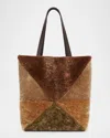 Loewe Puzzle Fold Large Sheep Shearling Fur Tote Bag In Multicolor