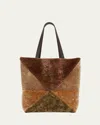Loewe Puzzle Fold Large Sheep Shearling Fur Tote Bag In Multicolor