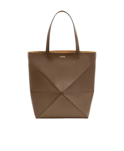 Loewe Puzzle Fold Large Tote Bag In Brown
