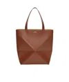 Loewe Puzzle Fold Convertible Large Leather Tote In Brown
