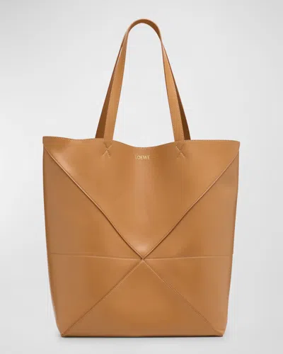 Loewe Puzzle Fold Large Tote Bag In Shiny Leather