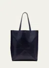 Loewe Puzzle Fold Large Tote Bag In Shiny Leather In Abyss Blue