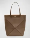 Loewe Puzzle Fold Large Tote Bag In Shiny Leather In Umber