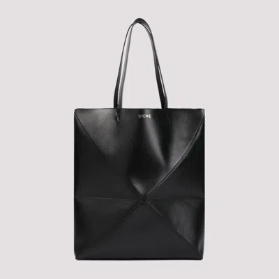 Loewe Puzzle Fold Large Tote In Black