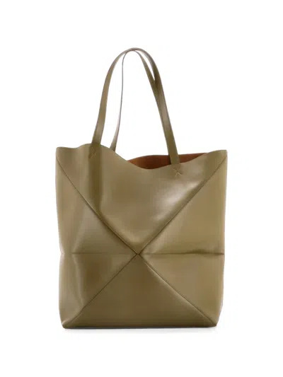 Pre-owned Loewe Puzzle Fold Leather Large Tote Bag In Green