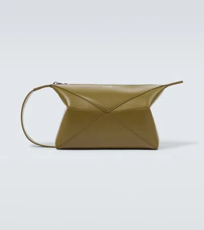 Loewe Puzzle Fold Leather Makeup Bag In Brown