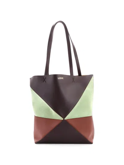 Pre-owned Loewe Puzzle Fold Leather Medium Tote Bag In Brown