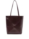 Loewe Puzzle Fold Leather Medium Tote Bag In Red