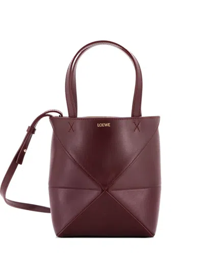 Pre-owned Loewe Puzzle Fold Leather Mini Tote Bag In Blue