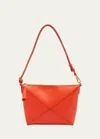 Loewe Puzzle Fold Leather Pouch Shoulder Bag In 5959 Vivid Orange