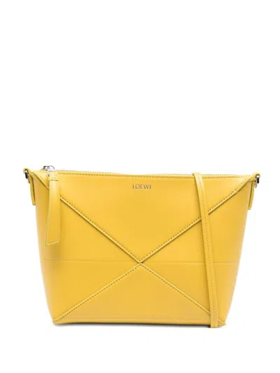 Loewe Puzzle Fold Leather Pouch In Yellow
