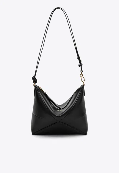 Loewe Puzzle Fold Leather Shoulder Bag In Black