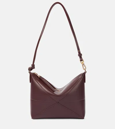Loewe Puzzle Fold Leather Shoulder Bag In Burgundy