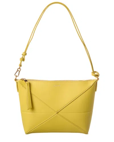 Loewe Puzzle Fold Leather Shoulder Bag In Yellow