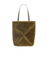 Loewe Puzzle Fold Logo Handbag In Deep Khaki Green