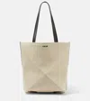 Loewe Puzzle Fold Medium Canvas Tote Bag In Beige
