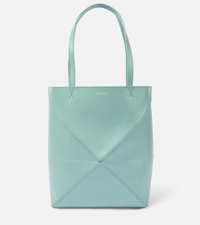 Loewe Puzzle Fold Medium Leather Tote Bag In Water