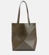 Loewe Puzzle Fold Medium Leather Tote Bag In Green