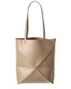 Loewe Puzzle Fold Medium Leather Tote In Brown