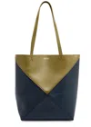 Loewe Puzzle Fold Medium Leather Tote In Navy