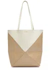 Loewe Puzzle Fold Convertible Medium Two-tone Leather Tote Bag In White