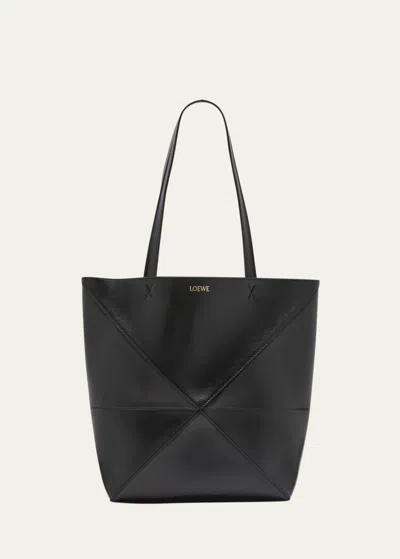 LOEWE PUZZLE FOLD MEDIUM TOTE BAG IN SHINY LEATHER