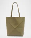 Loewe Puzzle Fold Mini Tote Bag In Shiny Leather In Eucalyptus Green