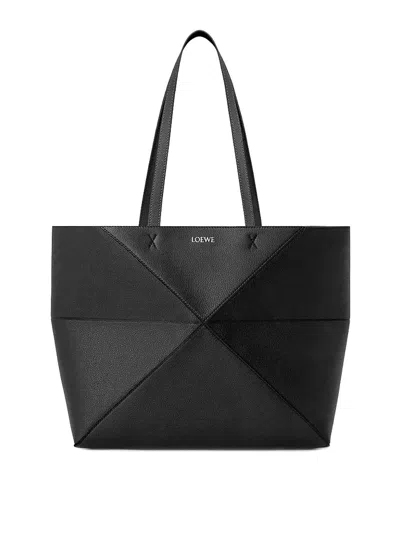 Loewe `puzzle Fold` Medium Tote In Black